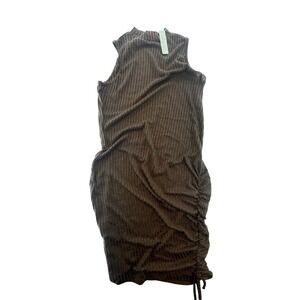 Urban Rose 1X Brown Ribbed‎ Knit Sleeveless Bodycon Mini Dress Women's